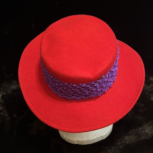 Vintage Doeskin Felt Wide-Brimmed Hat with Lattice Design - Picture 4 of 6